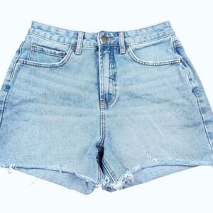 Billabong‎ Denim Jeans Shorts Sz 28 High Waist Distressed Hem Light Wash Casual